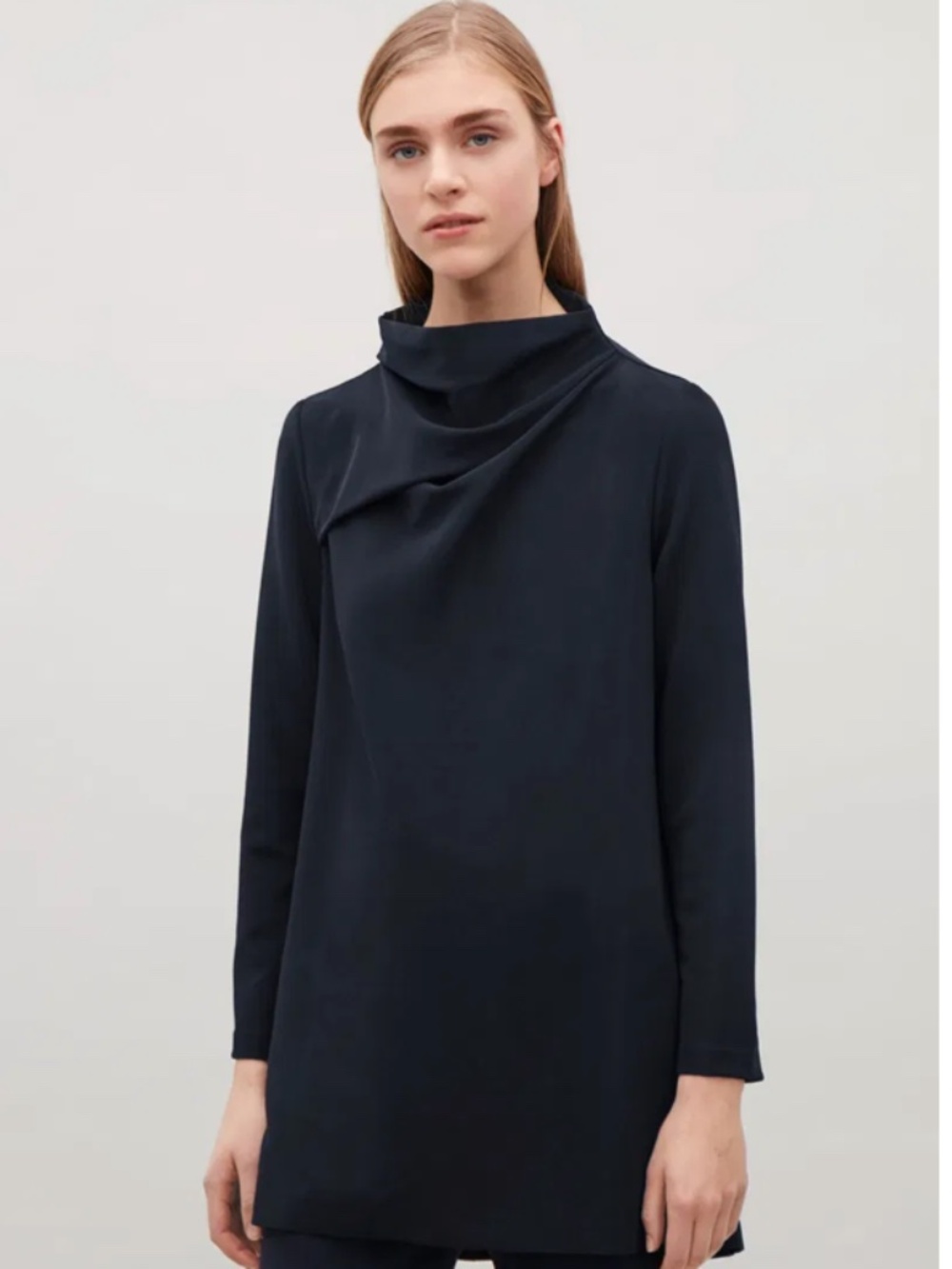 COS Layered Collar/High Neck A-Line Top/Tunic (Used) - Size L - Black